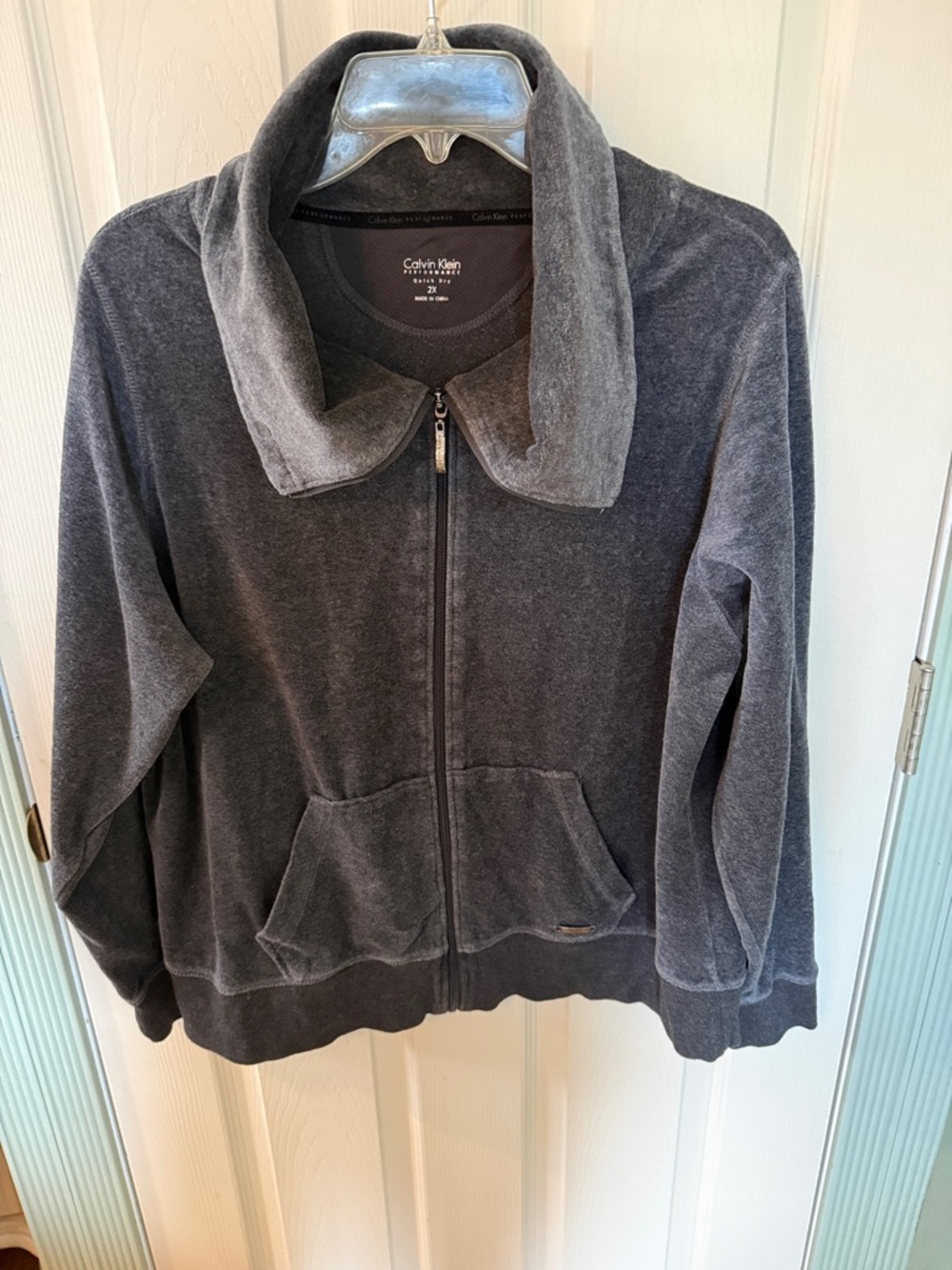 Calvin Klein Performance Women’s Charcoal Velour Zip Jacket